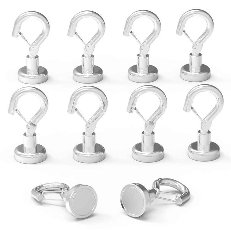 MHDMAG Magnetic Hooks Refrigerator, Cruise Ship Accessories,22 LBS Super Magnets with Neodymium Rare Earth for Hanging, Door Holder, Keys, Home, Office, Refrigerators, BBQ, Pack of 10 - Image 1